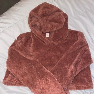 Fuzzy Crop Top Hoodie